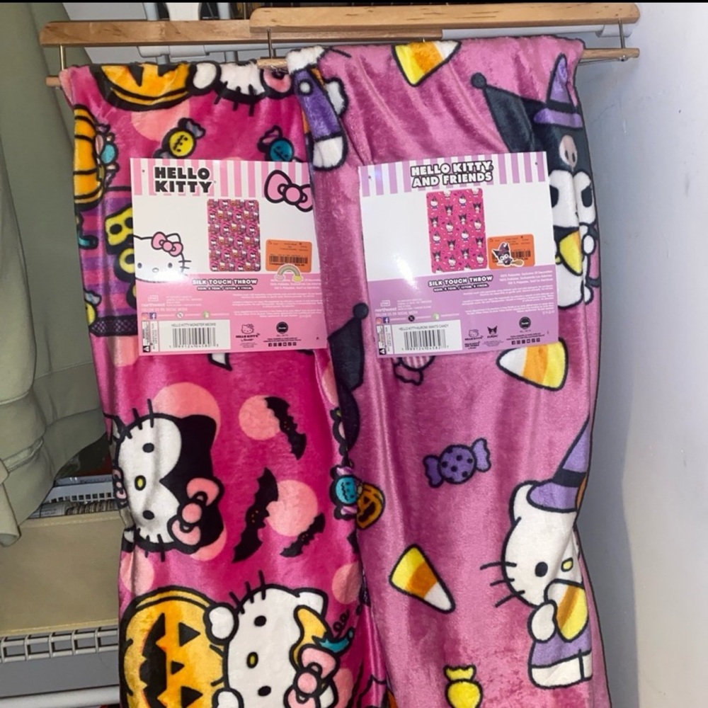 2 Hello Kitty Halloween throw Blankets Kuromi BUNDLE